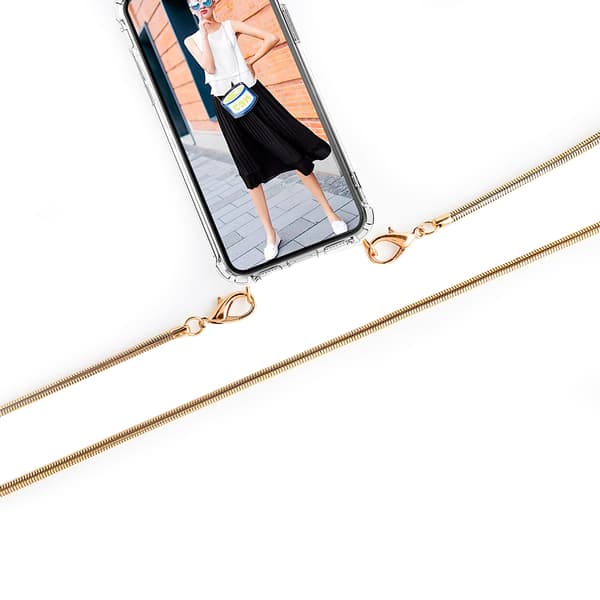 Boom iPhone 12 & 12 Pro skal med mobilhalsband- Chain Pink