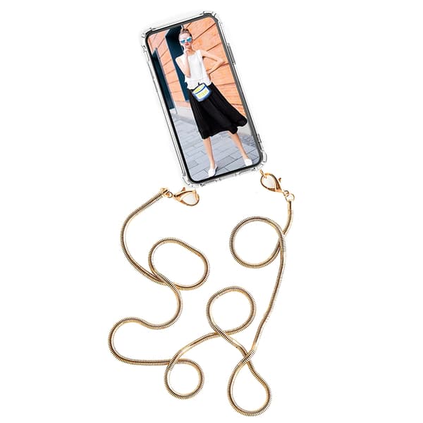 Boom iPhone 12 & 12 Pro skal med mobilhalsband- Chain Pink
