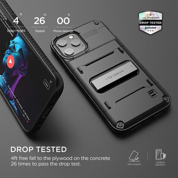 VRS DESIGN Damda QuickStand Skal iPhone 12 & 12 Pro - Svart