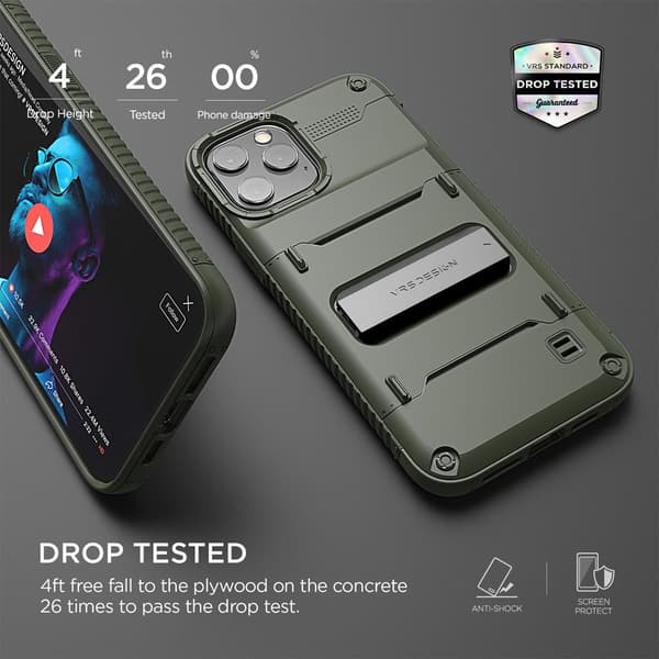VRS DESIGN Damda QuickStand Skal iPhone 12 & 12 Pro - Grön