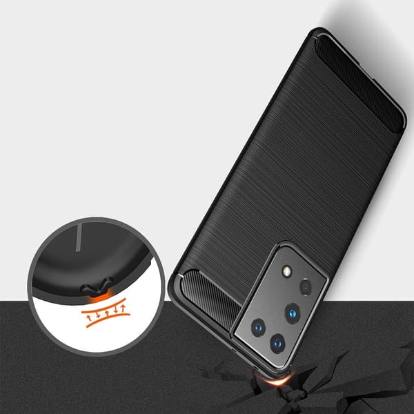 Brushed Carbon Mobilskal till Galaxy S21 Ultra - Blå