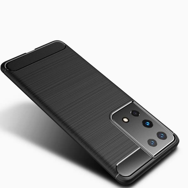 Brushed Carbon Mobilskal till Galaxy S21 Ultra - Blå