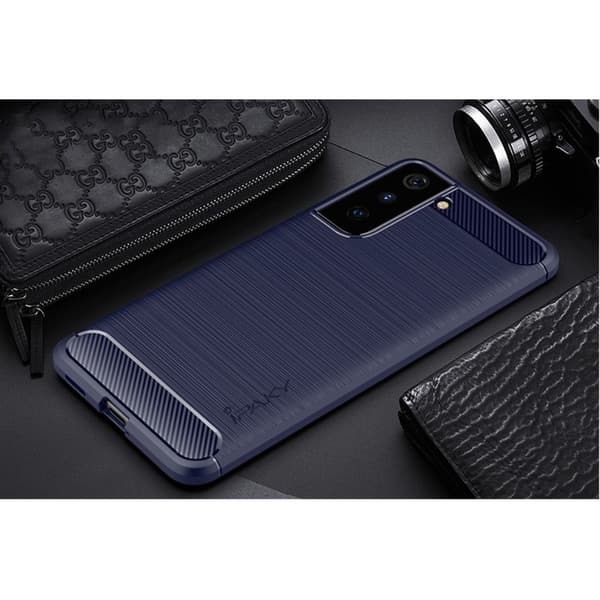 Carbon Fiber Mobilskal Samsung Galaxy S21 Plus - Blå