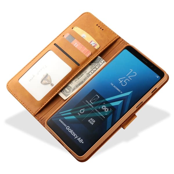 LC.IMEEKE Plånboksfodral för Samsung Galaxy A8 2018 - Brun