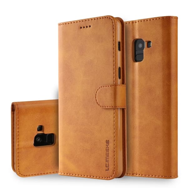 LC.IMEEKE Plånboksfodral för Samsung Galaxy A8 2018 - Brun