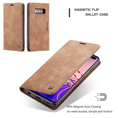 CASEME Plånboksfodral för Samsung Galax S10 Plus - Brun