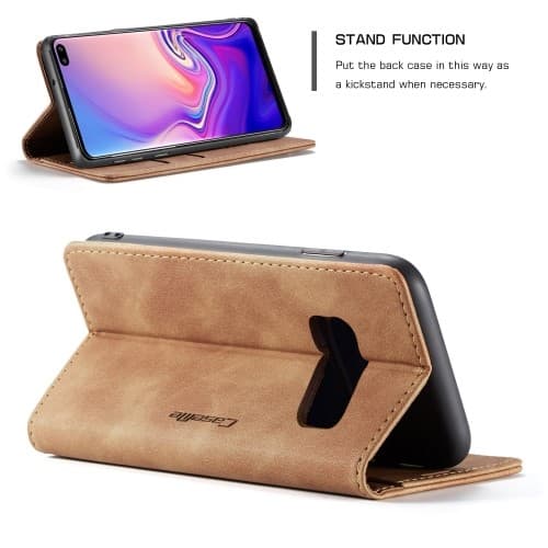 CASEME Plånboksfodral för Samsung Galax S10 Plus - Brun