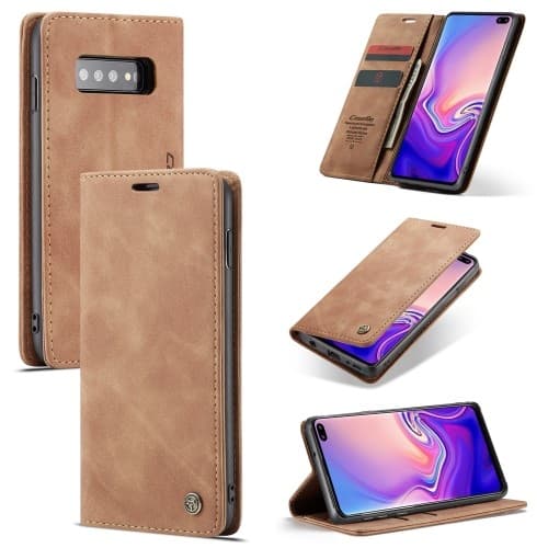 CASEME Plånboksfodral för Samsung Galax S10 Plus - Brun