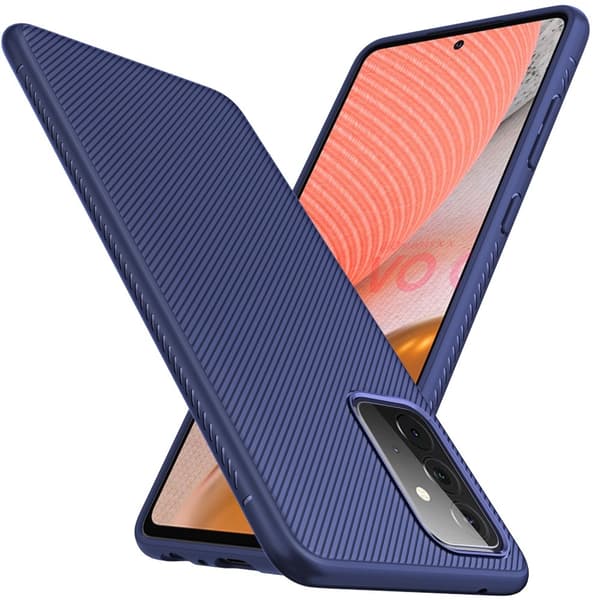 Twill Texture flexicase skal till Galaxy A72 5G - Blå