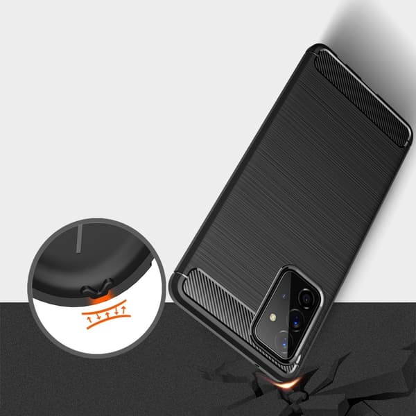 Carbon Brushed mobilskal till Galaxy A72 5G - Svart