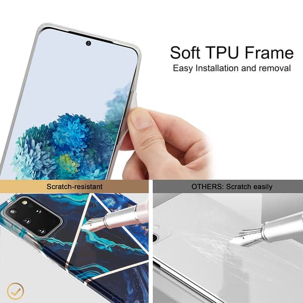 BOOM - Grid skal Galaxy S20 Plus - Blå Marmor