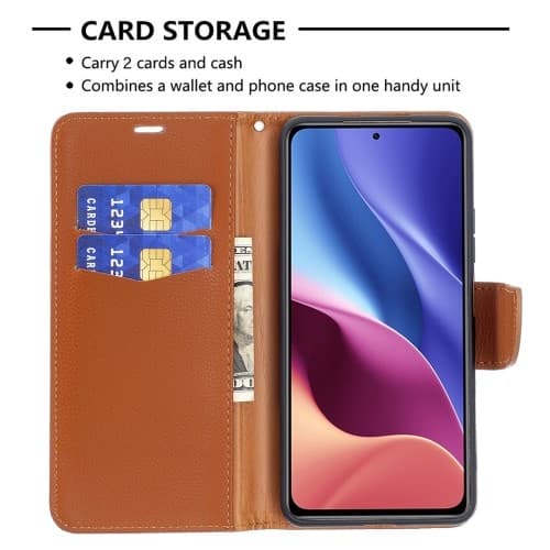 Litchi Plånboksfodral till Xiaomi Mi 11i / Poco F3 - Brun