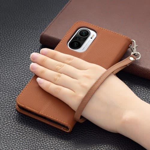 Litchi Plånboksfodral till Xiaomi Mi 11i / Poco F3 - Brun