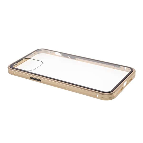 Magnetisk Metal skal med Härdat Glas till iPhone 11/XR - Guld