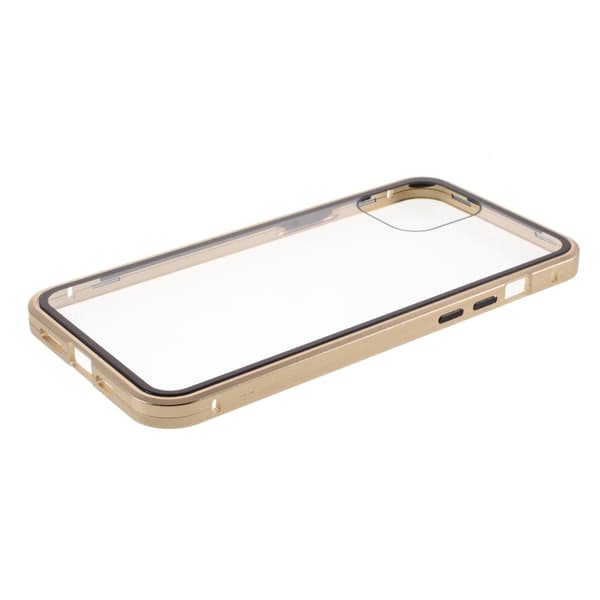 Magnetisk Metal skal med Härdat Glas till iPhone 11/XR - Guld