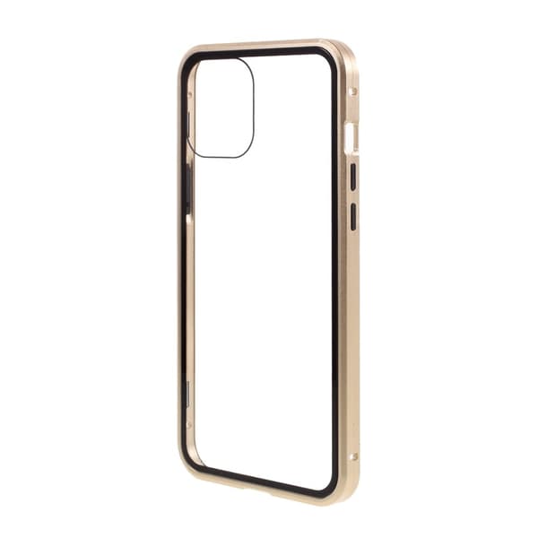 Magnetisk Metal skal med Härdat Glas till iPhone 11/XR - Guld