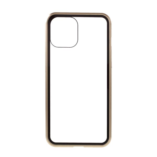 Magnetisk Metal skal med Härdat Glas till iPhone 11/XR - Guld