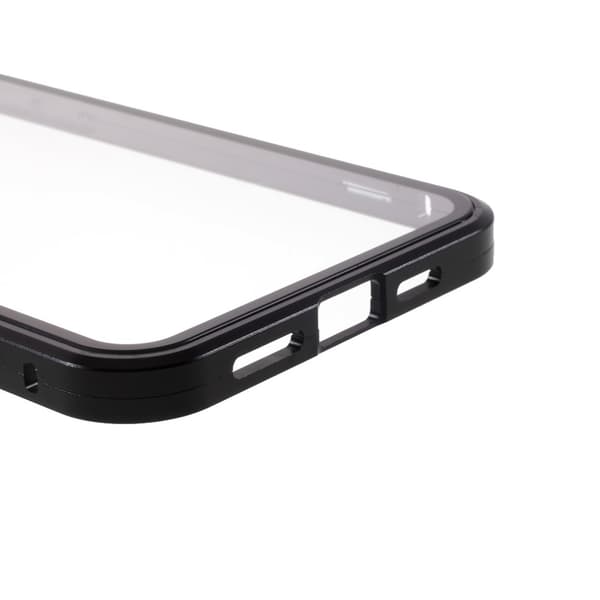 Magnetisk Metal skal med Härdat Glas till iPhone 12 & 12 Pro - Svart