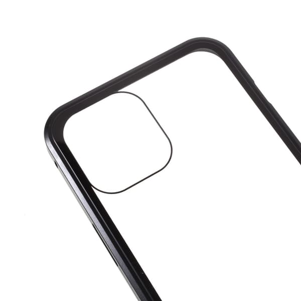Magnetisk Metal skal med Härdat Glas till iPhone 12 & 12 Pro - Svart