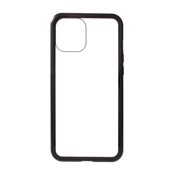 Magnetisk Metal skal med Härdat Glas till iPhone 12 & 12 Pro - Svart