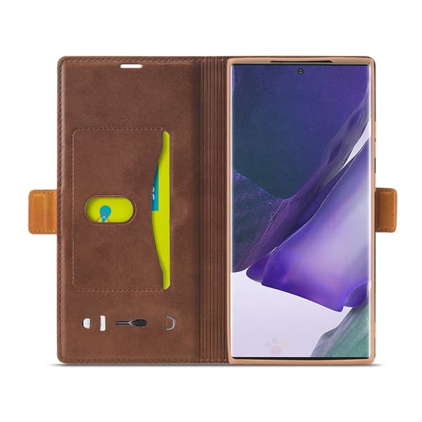 LC.IMEEKE Leather Card Holder Fodral Till Galaxy Note 20 Ultra - Brun