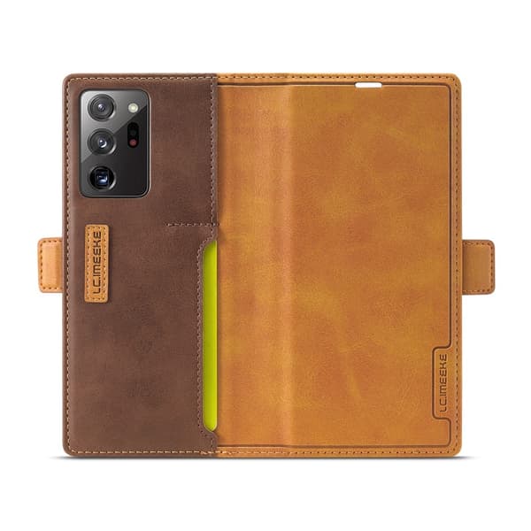 LC.IMEEKE Leather Card Holder Fodral Till Galaxy Note 20 Ultra - Brun
