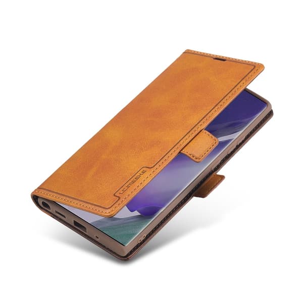 LC.IMEEKE Leather Card Holder Fodral Till Galaxy Note 20 Ultra - Brun