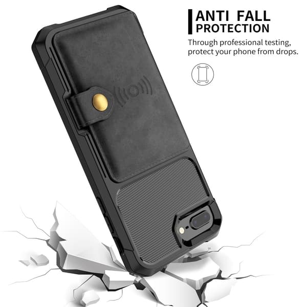 Kickstand Läder Coated Mobilskal iPhone 8 Plus - Svart