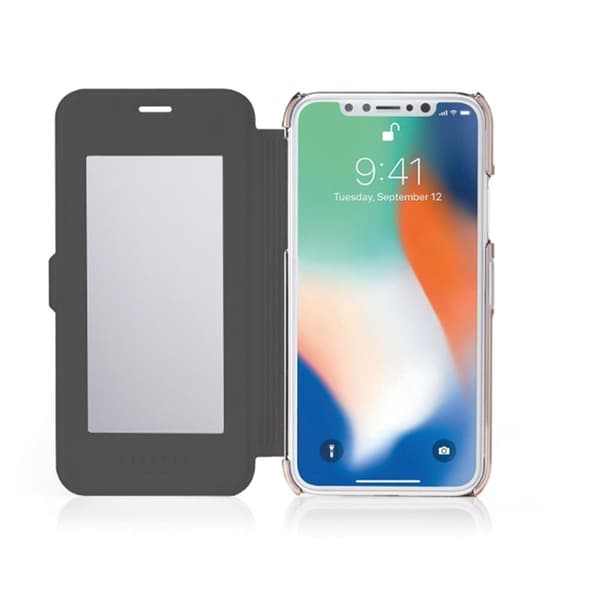 Pipetto Slim Wallet Mirror för iPhone XR - Svart/Rose guld