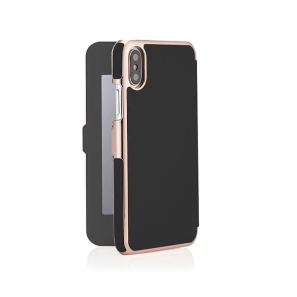 Pipetto Slim Wallet Mirror för iPhone XR - Svart/Rose guld