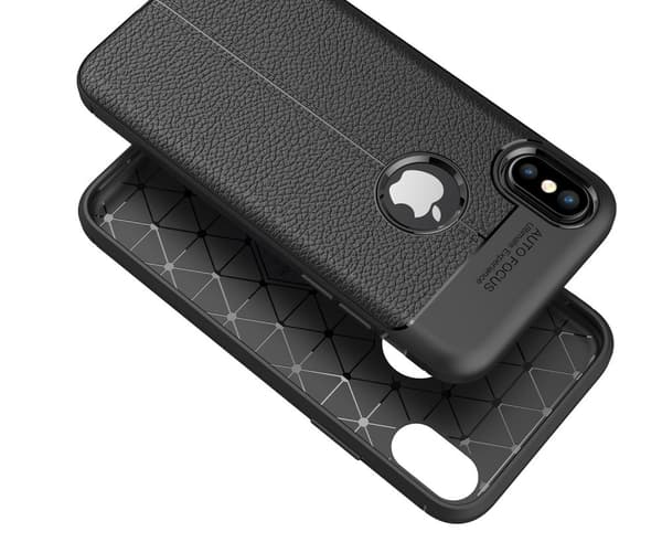 Litchi Skin TPU Mobilskal till iPhone XS / X - Röd