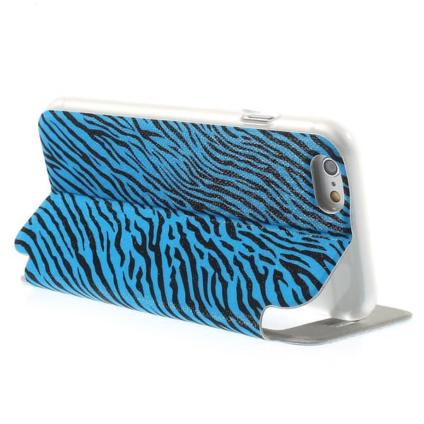 Glittery Mobilfodral med fönster till Apple iPhone 6 / 6S - Zebra Blå
