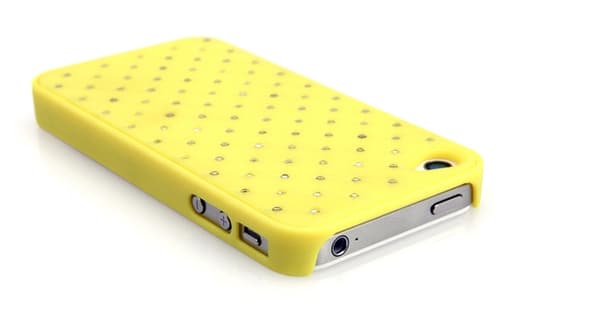 Diamond Baksideskal till Apple iPhone 4S/4 + Skrmskydd (Gul)