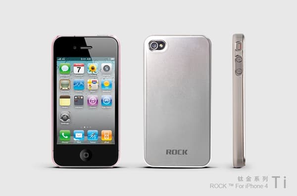 Rock Titanium skal till Apple iPhone 4 (Silver) + HD Skärmskydd