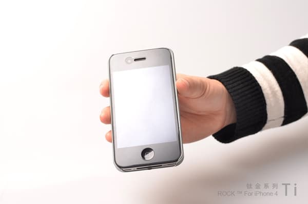 Rock Titanium skal till Apple iPhone 4 (Silver) + HD Skärmskydd