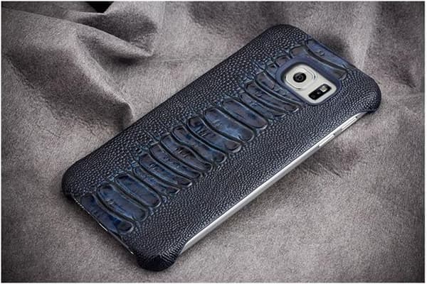 Qialino Äkta Läder BaksideSkal till Samsung Galaxy S6 Edge - MörkBlå
