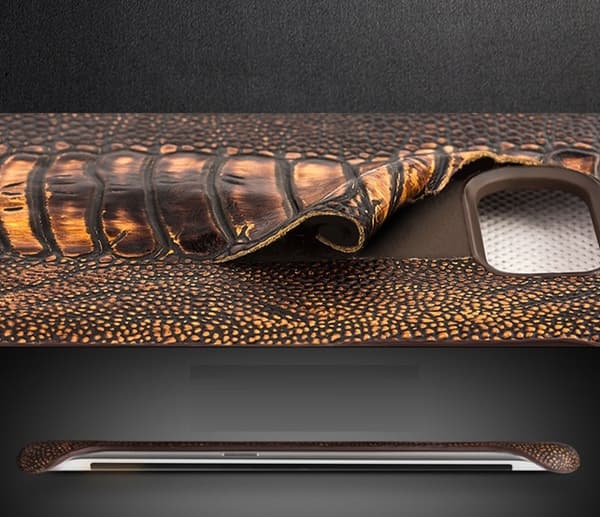 Qialino Äkta Läder BaksideSkal till Samsung Galaxy S6 Edge - MörkBlå