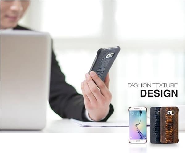 Qialino Äkta Läder BaksideSkal till Samsung Galaxy S6 Edge - MörkBlå