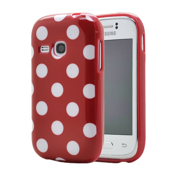 Polka dots FlexiSkal till Samsung Galaxy Young S6310 (Röd)