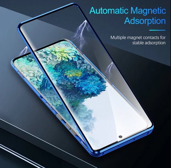 Huawei P40 Pro Skal Magnetisk Metallram + Härdat Glas Fram och Bak