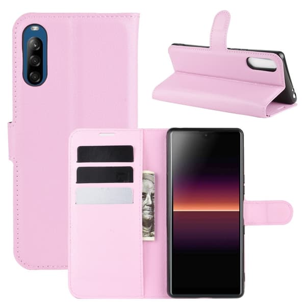 Litchi Läder Plånboksfodral Sony Xperia L4 - Rosa