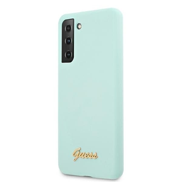Guess Skal Galaxy S21 Plus Silicone Script Metal Logo - Blå