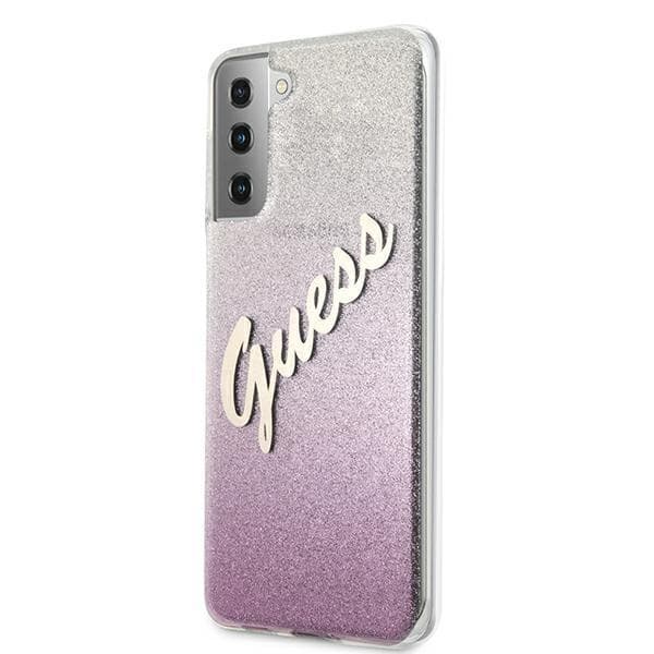 Guess Skal Galaxy S21 Plus Glitter Gradient Script - Rosa