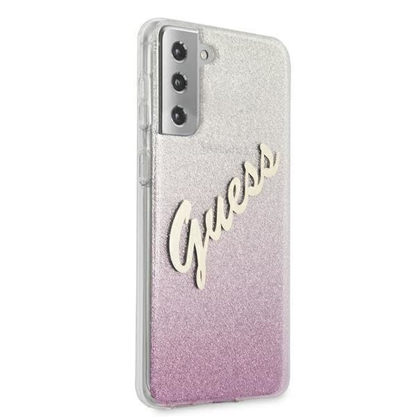 Guess Skal Galaxy S21 Plus Glitter Gradient Script - Rosa