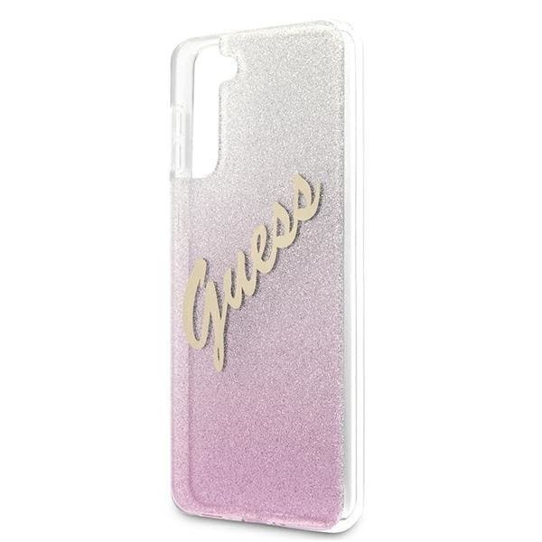 Guess Skal Galaxy S21 Plus Glitter Gradient Script - Rosa
