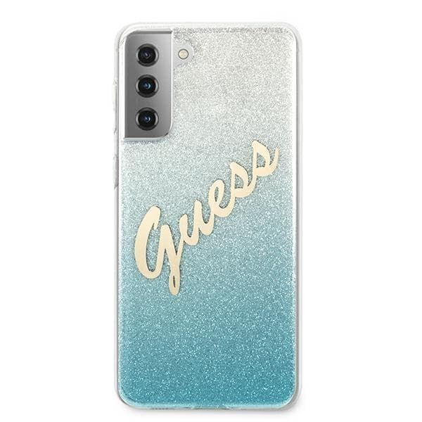 Guess Skal Galaxy S21 Plus Glitter Gradient Script - Blå