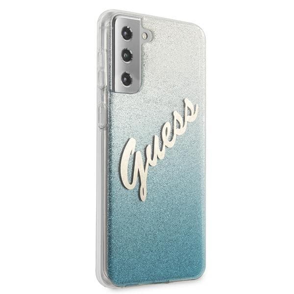 Guess Skal Galaxy S21 Plus Glitter Gradient Script - Blå