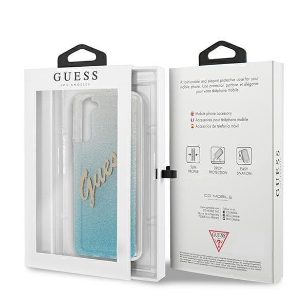 Guess Skal Galaxy S21 Plus Glitter Gradient Script - Blå