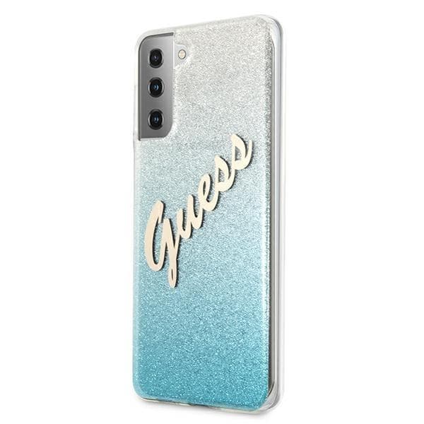 Guess Skal Galaxy S21 Plus Glitter Gradient Script - Blå