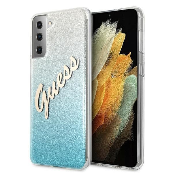 Guess Skal Galaxy S21 Plus Glitter Gradient Script - Blå